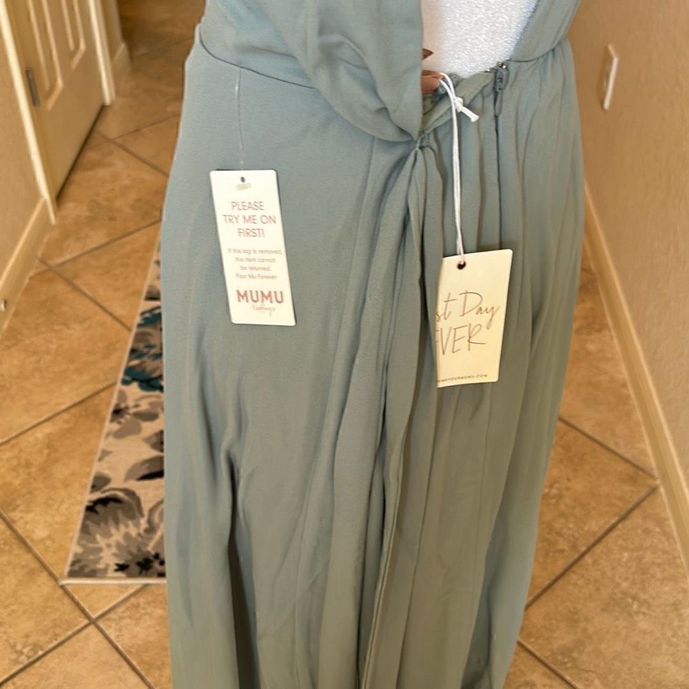 Show Me Your Mumu Womens Small Jen Maxi Dress Bridesmaid Open Back Green NWT - Picture 6 of 8